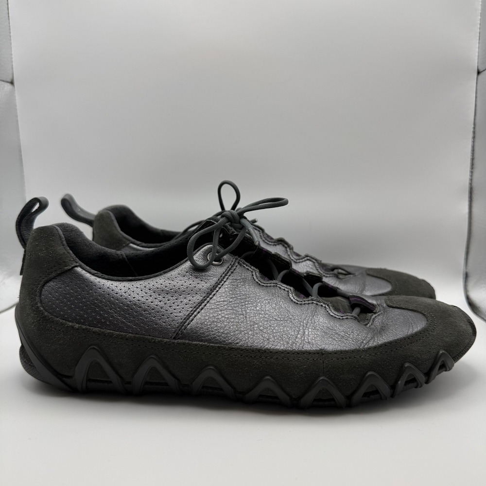 ECCO Womens 39 US 8/8.5 Gray Leather Suede Comfort Walking Sneakers Indie Sleaze